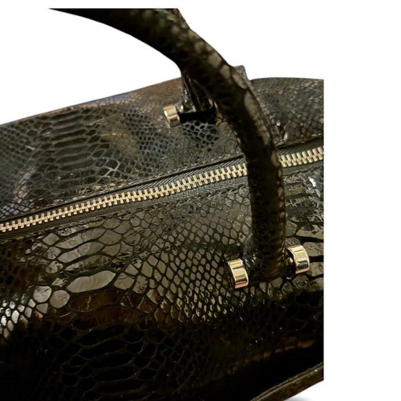 Michael Kors Chain Snake Embossed Leather Shoulder Bag/Cross Body Jet Set BlacK - Picture 10 of 15